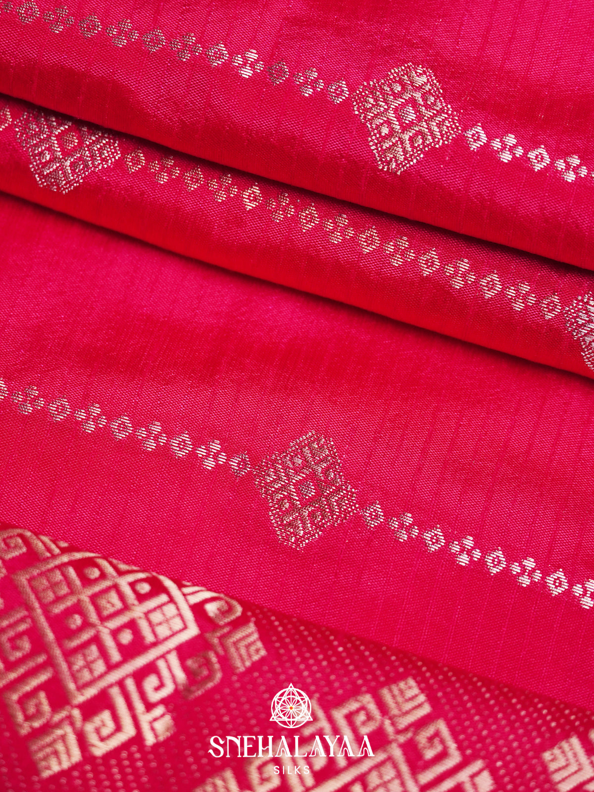 Rani Pink Raw Silk Saree