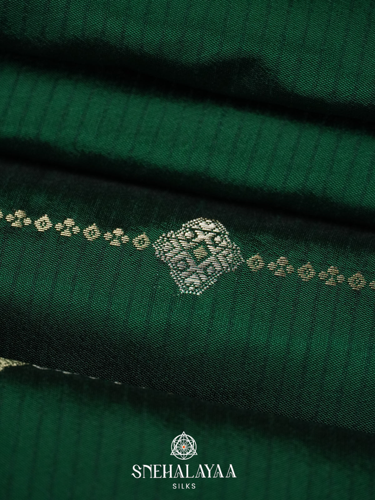 Forest Green Raw Silk Saree