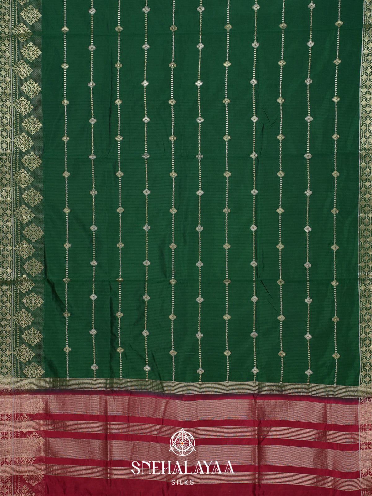 Forest Green Raw Silk Saree