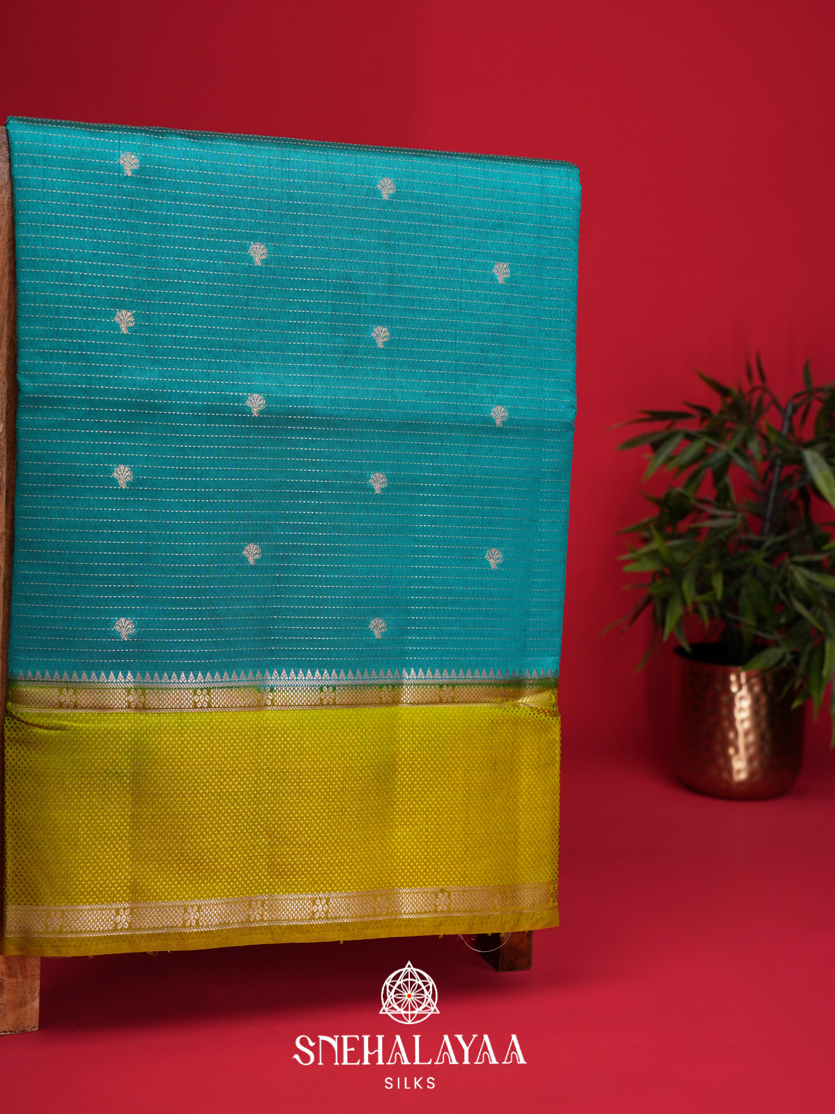 Aqua Blue Raw Silk Saree