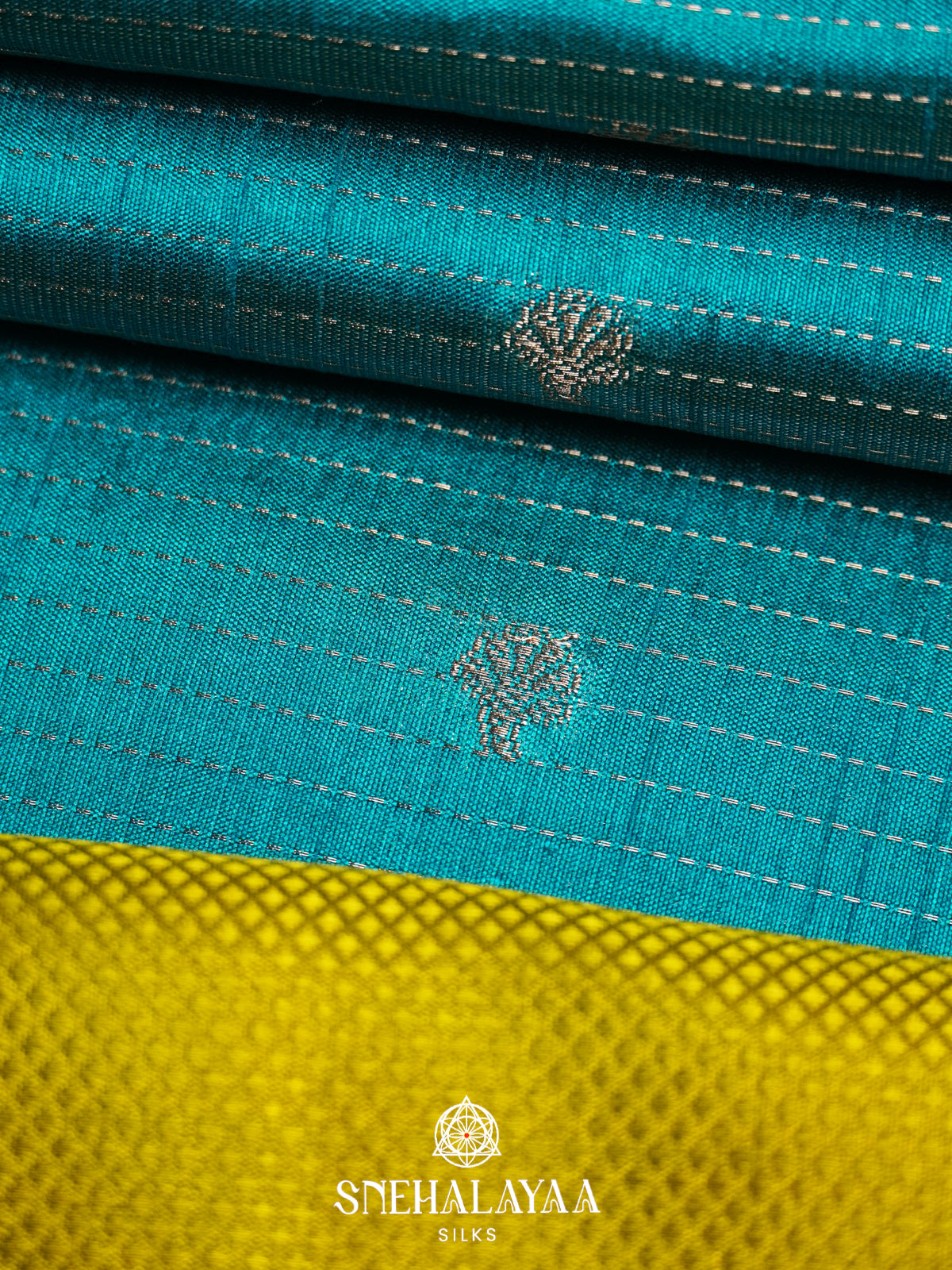 Aqua Blue Raw Silk Saree