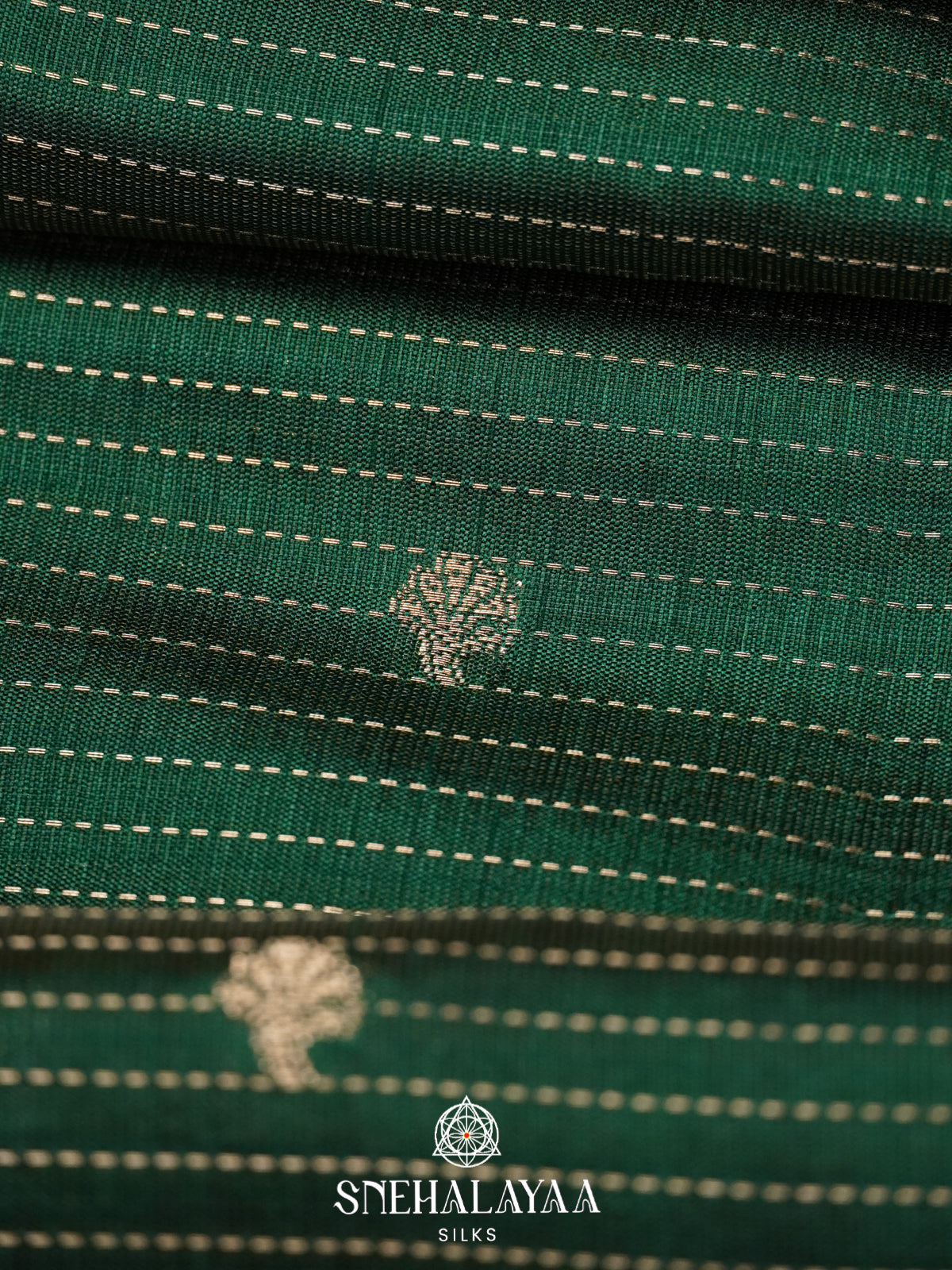 Forest Green Raw Silk Saree