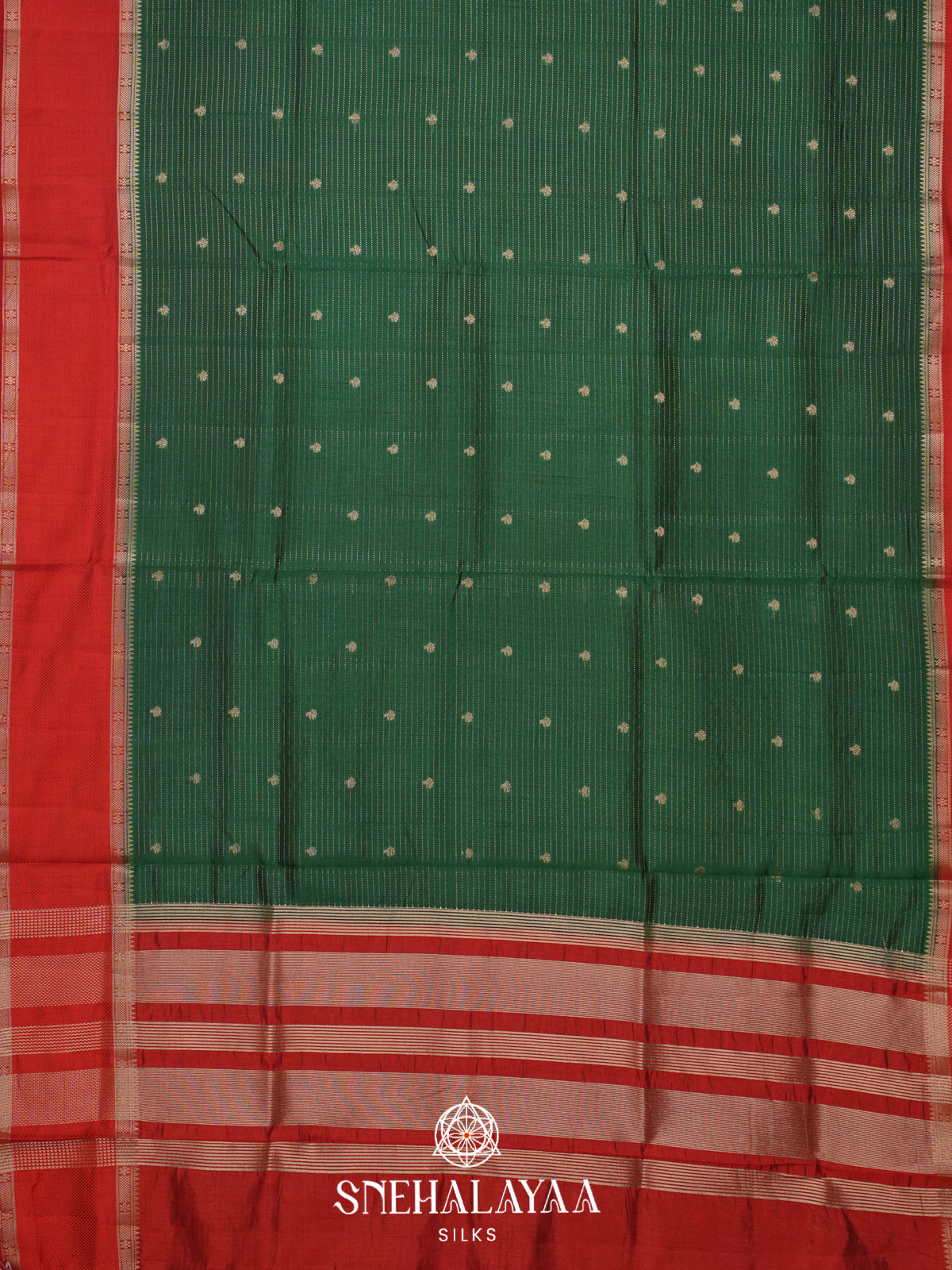 Forest Green Raw Silk Saree