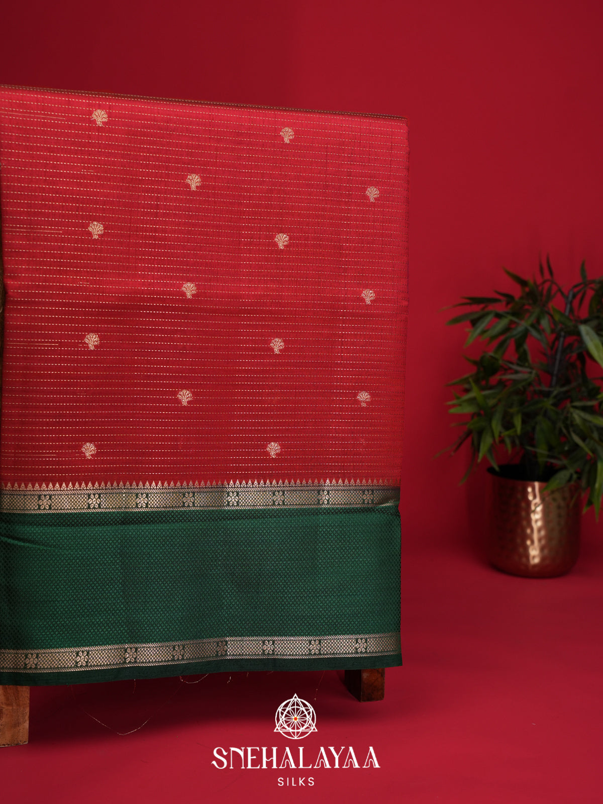 Coral Red Raw Silk Saree