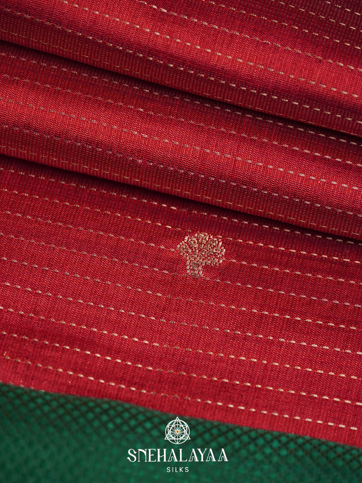 Coral Red Raw Silk Saree