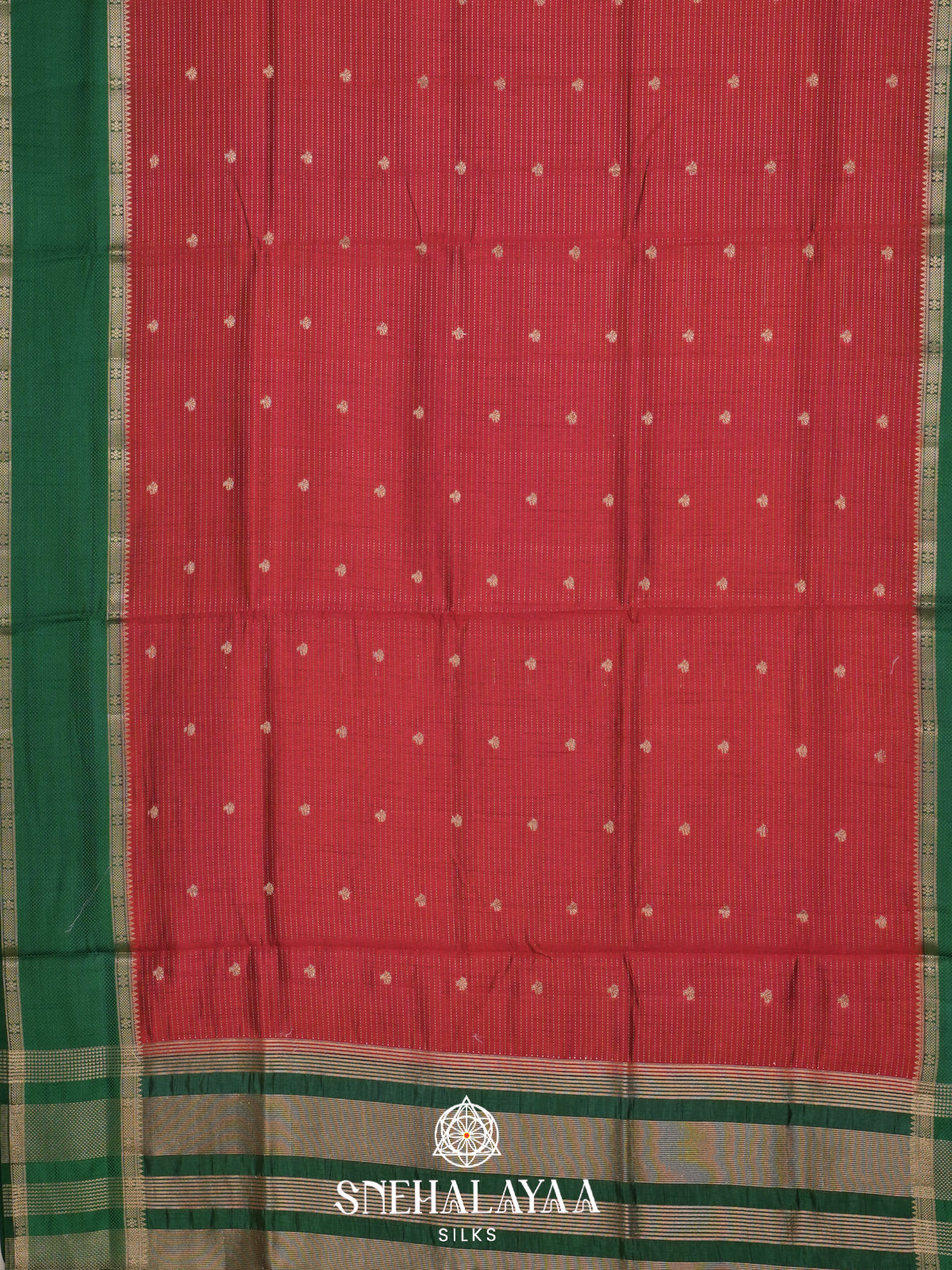 Coral Red Raw Silk Saree