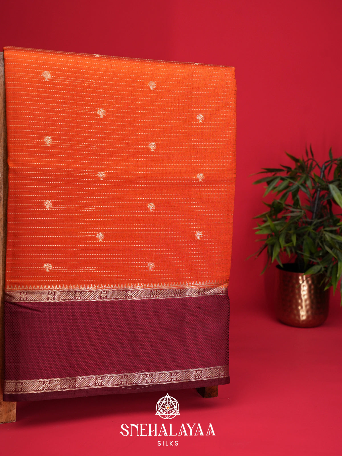 Orange Raw Silk Saree