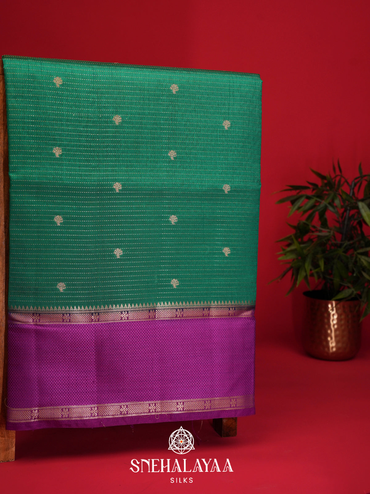 Emerald Green Raw Silk Saree