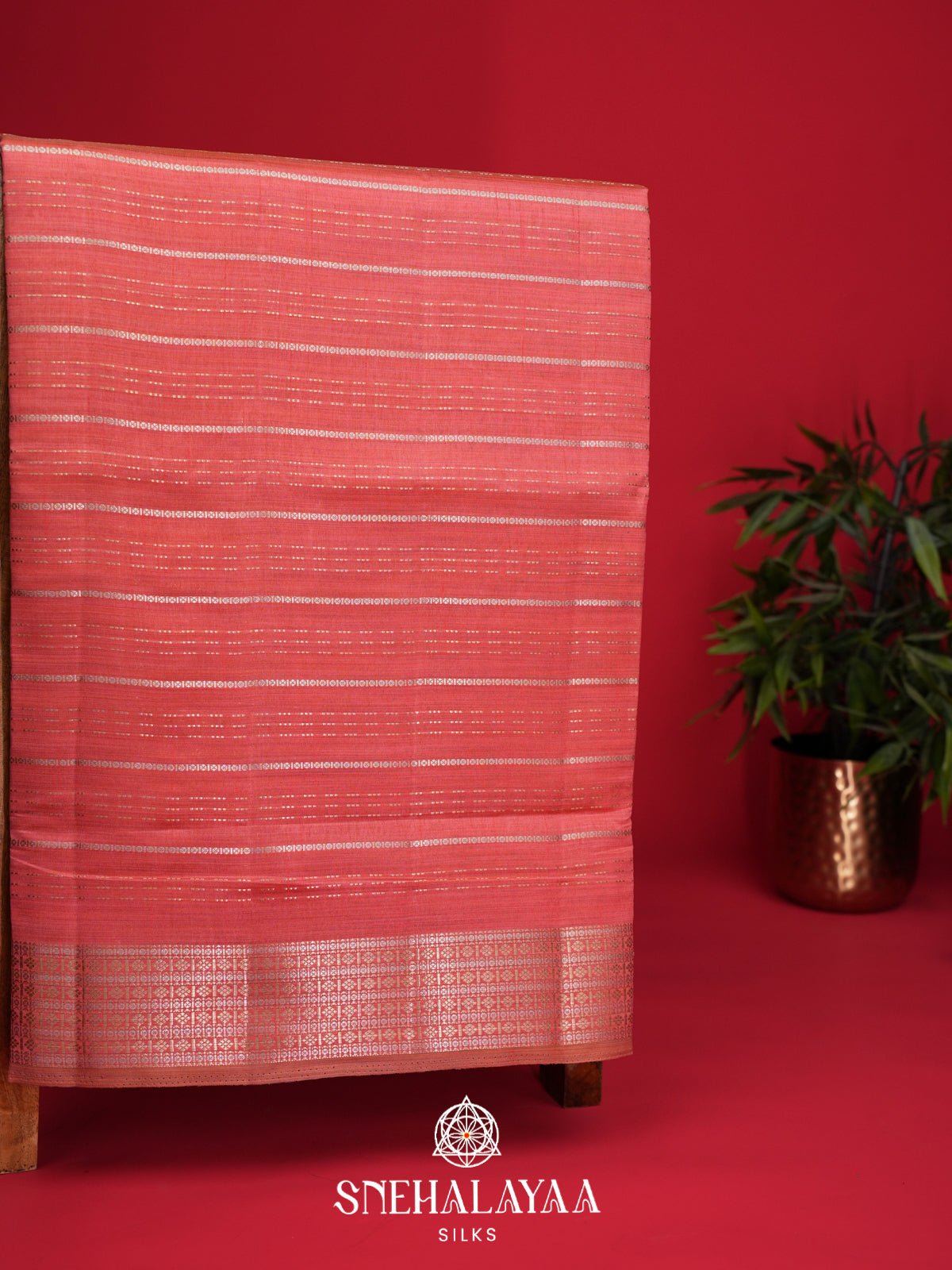 Peach Raw Silk Saree
