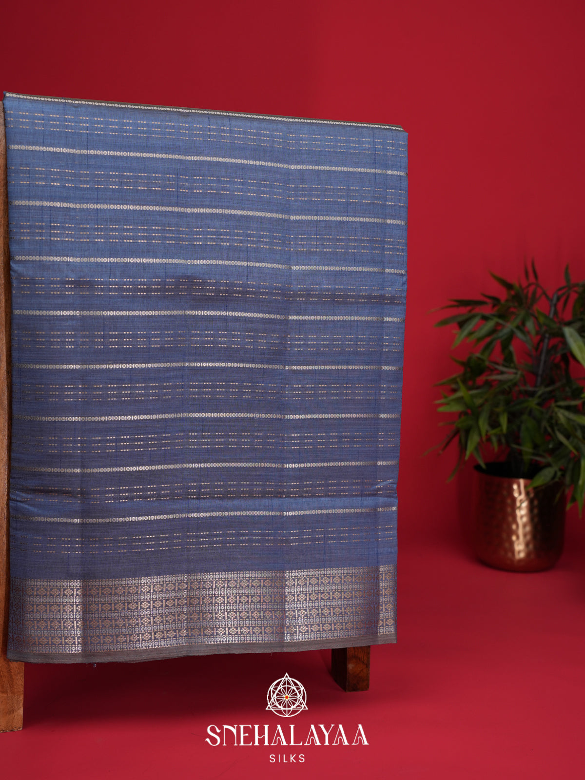 Ink Blue Raw Silk Saree