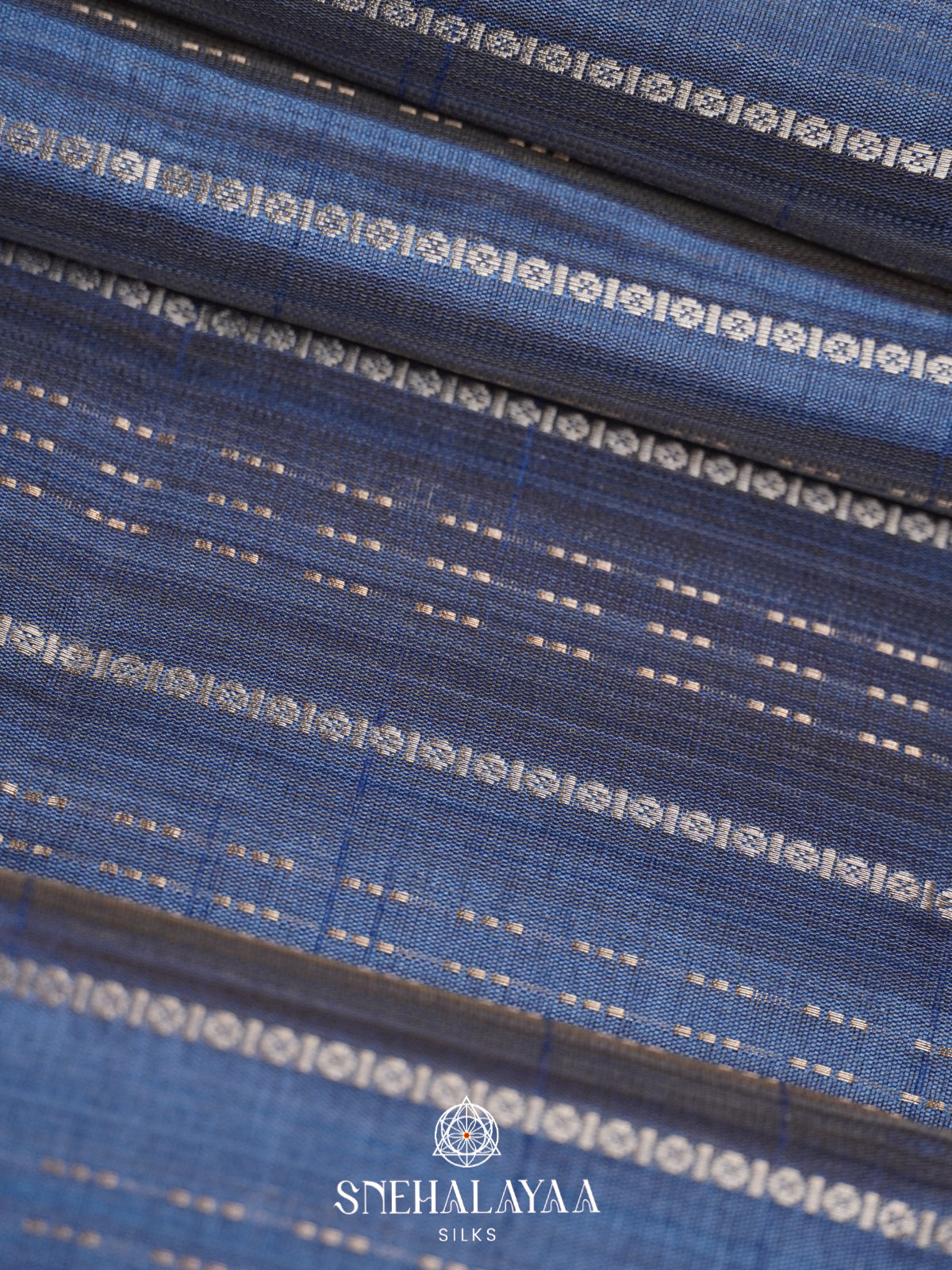 Ink Blue Raw Silk Saree