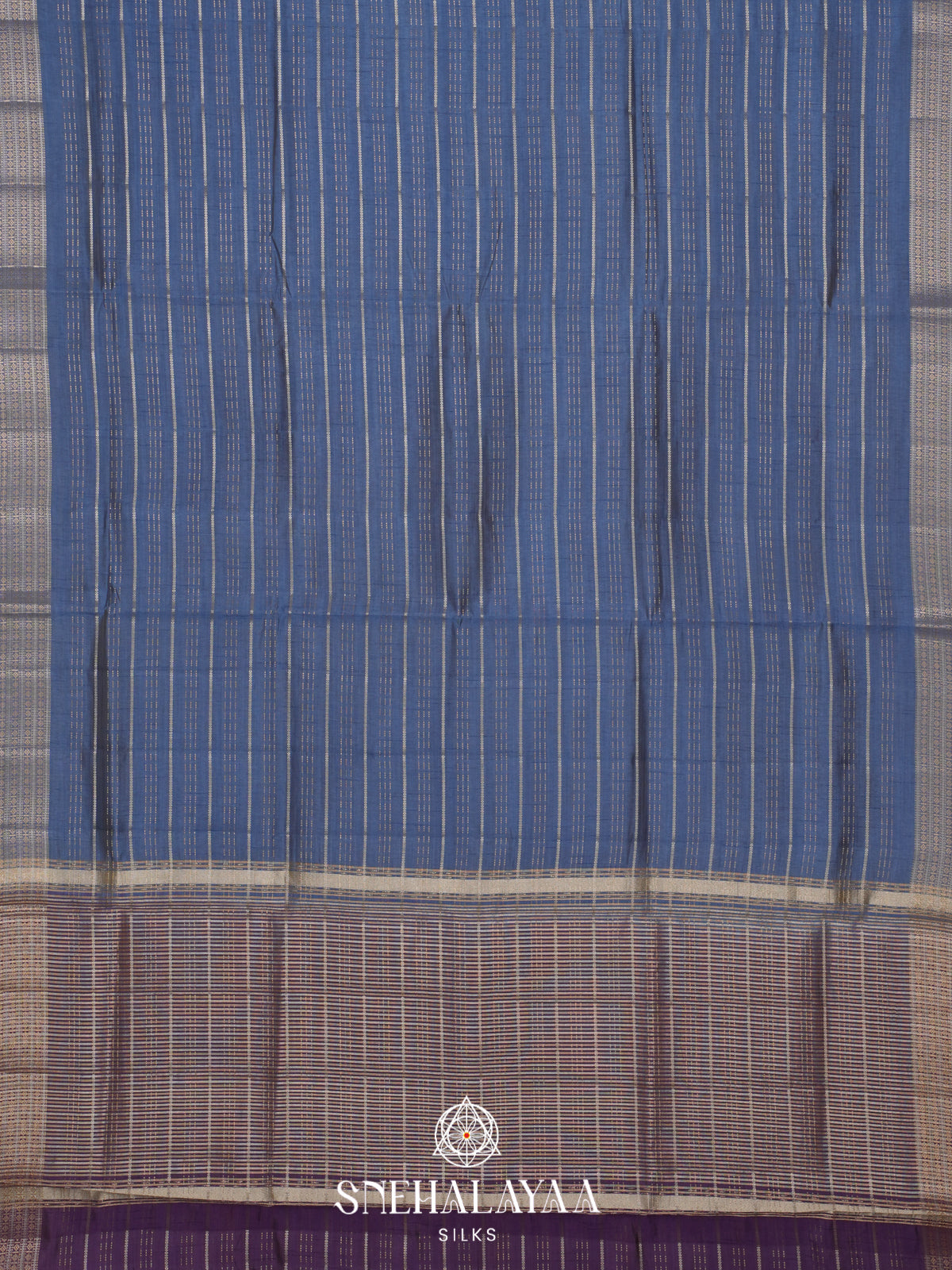 Ink Blue Raw Silk Saree