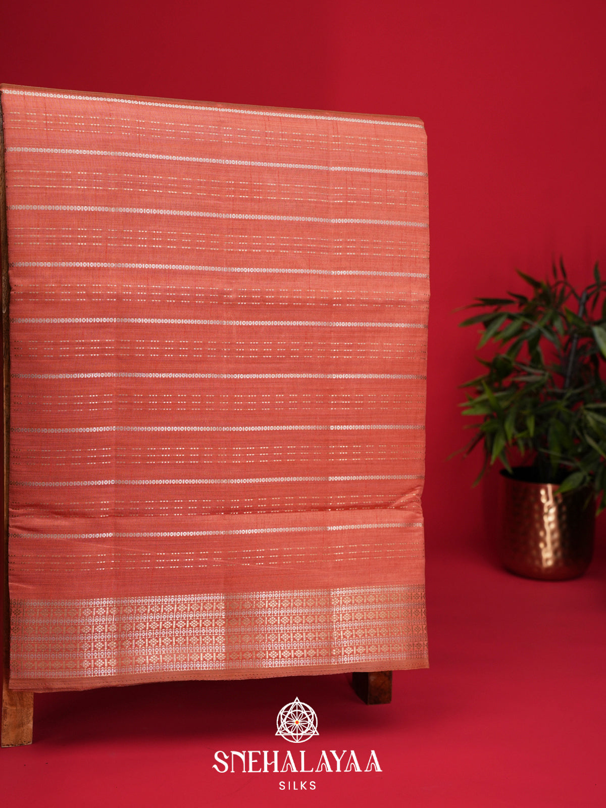 Peach Raw Silk Saree