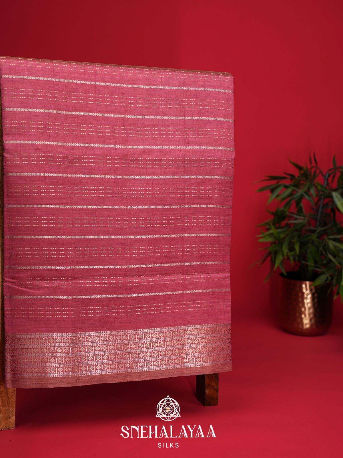 Coral Pink Raw Silk Saree