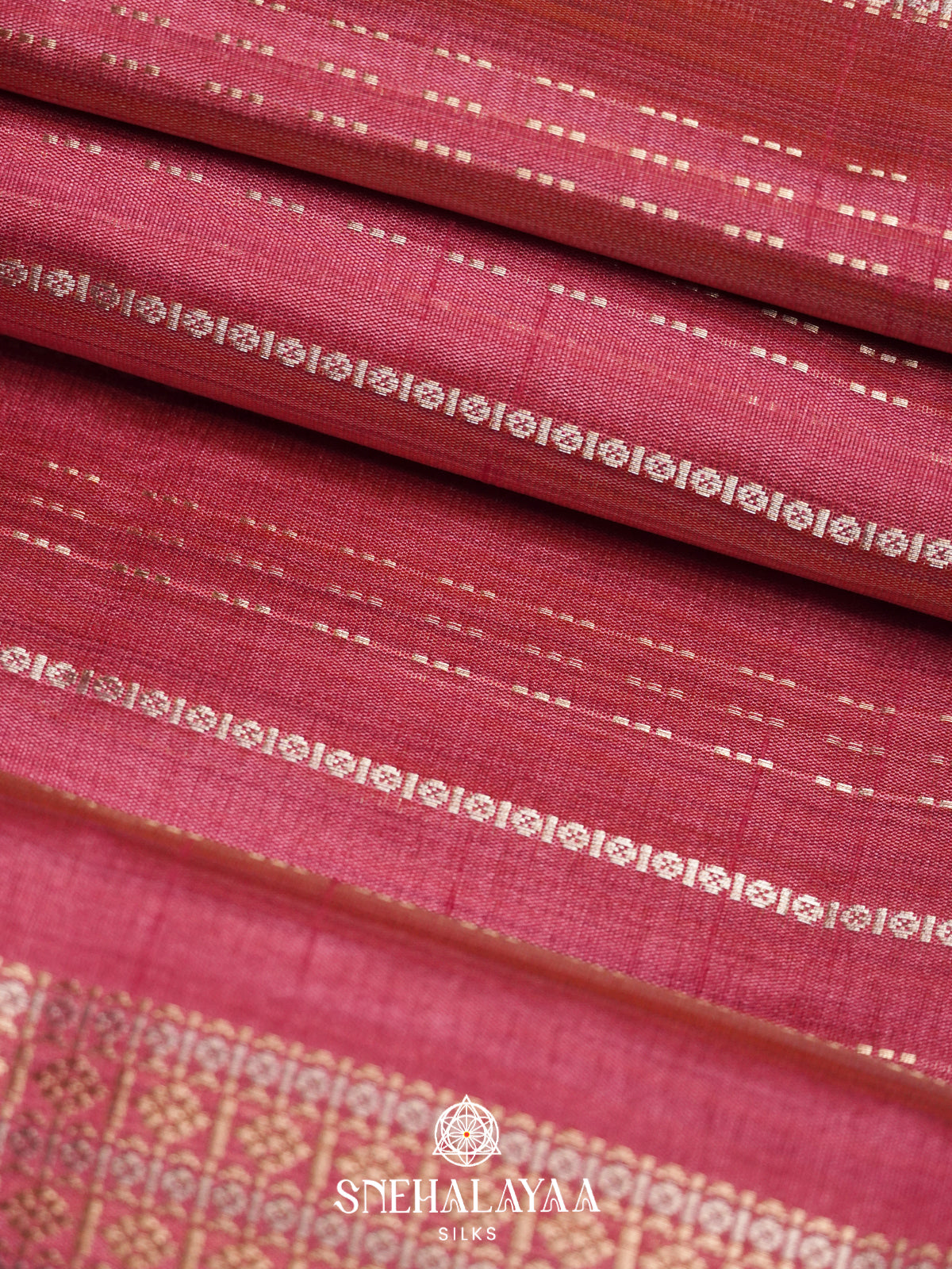 Coral Pink Raw Silk Saree