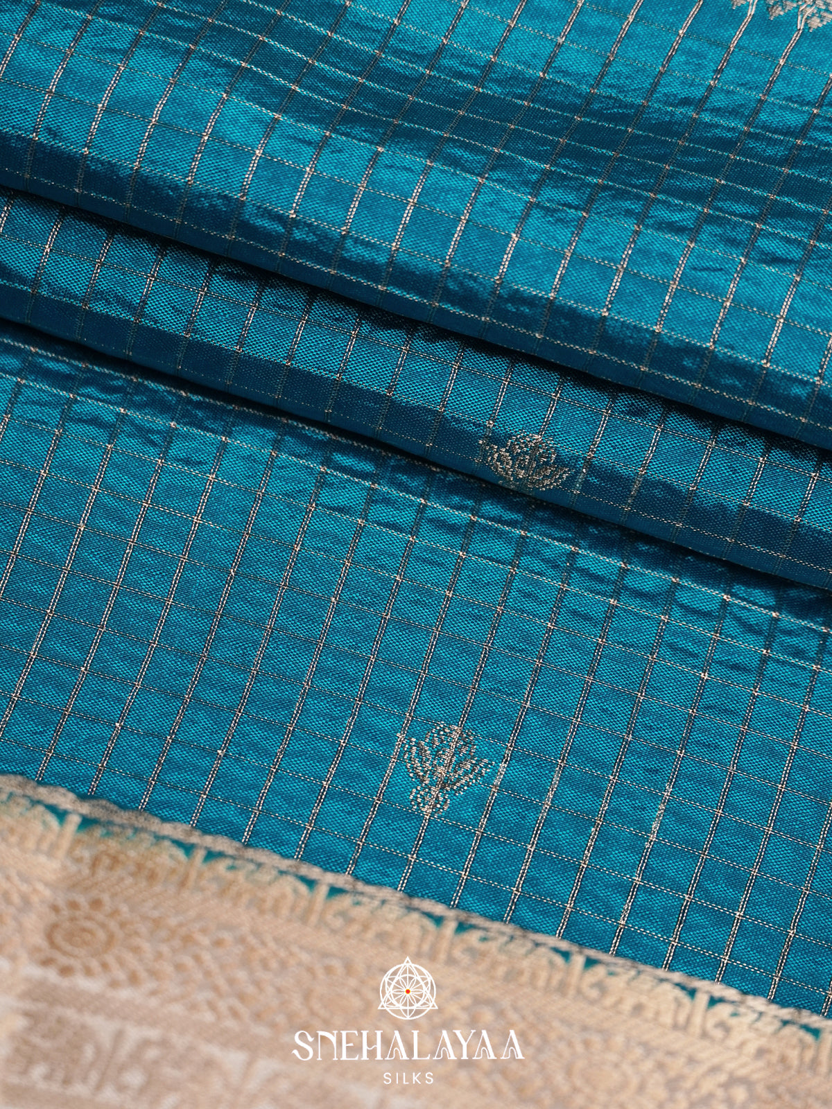Peacock Blue Raw Silk Saree