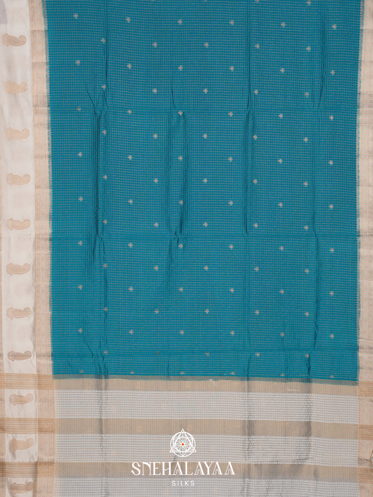 Peacock Blue Raw Silk Saree