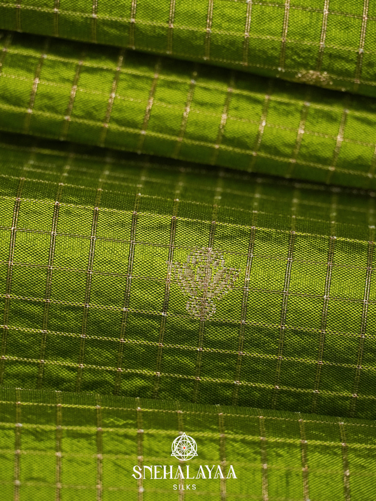 Lime Green Raw Silk Saree