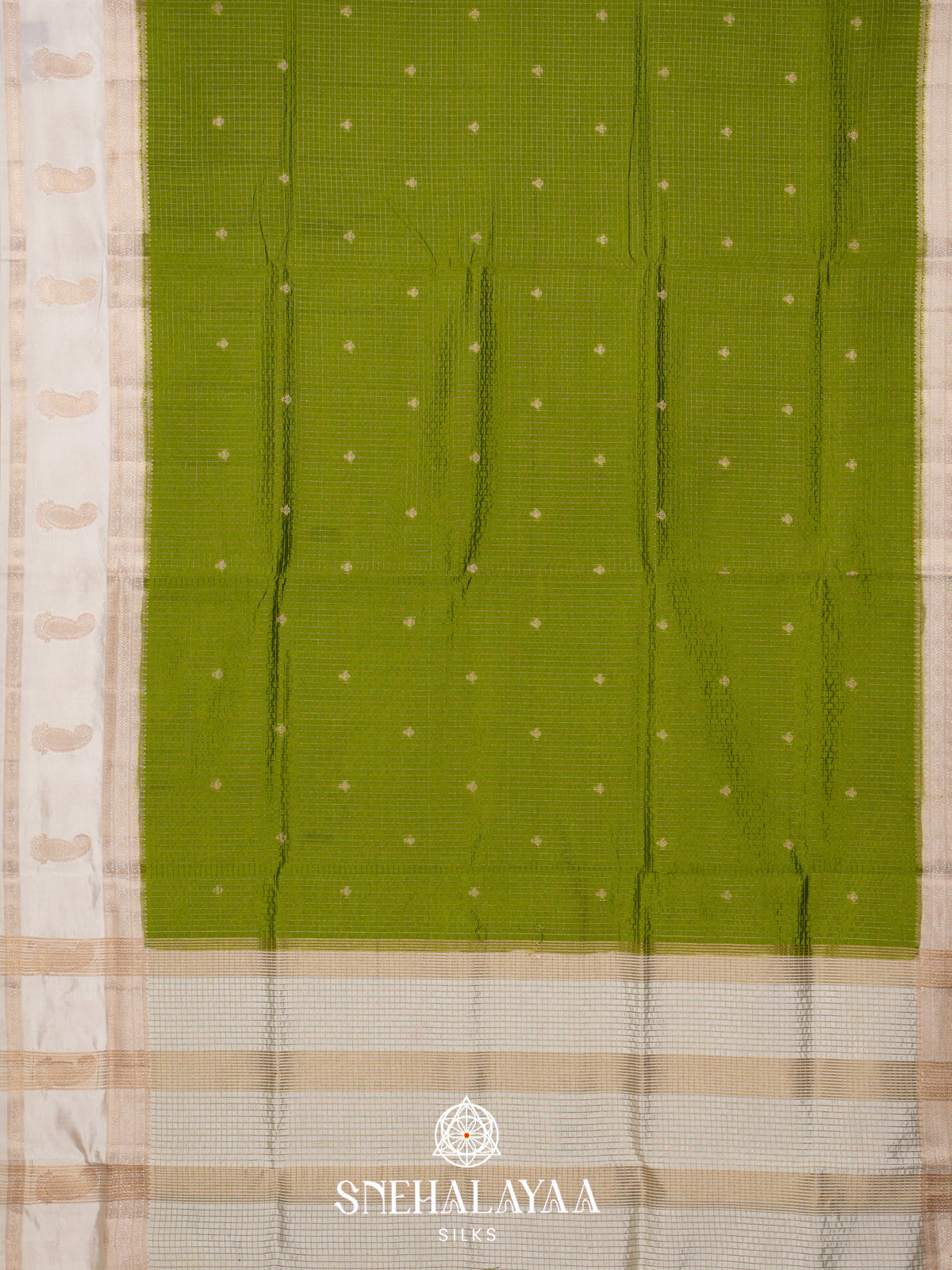 Lime Green Raw Silk Saree