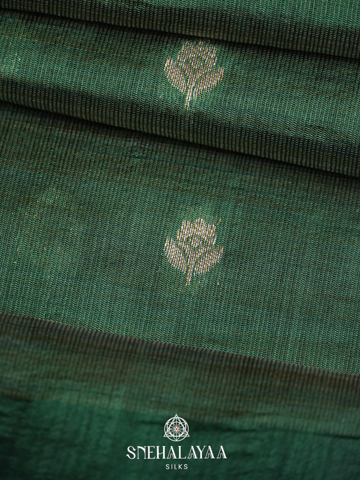 Forest Green Raw Silk Saree