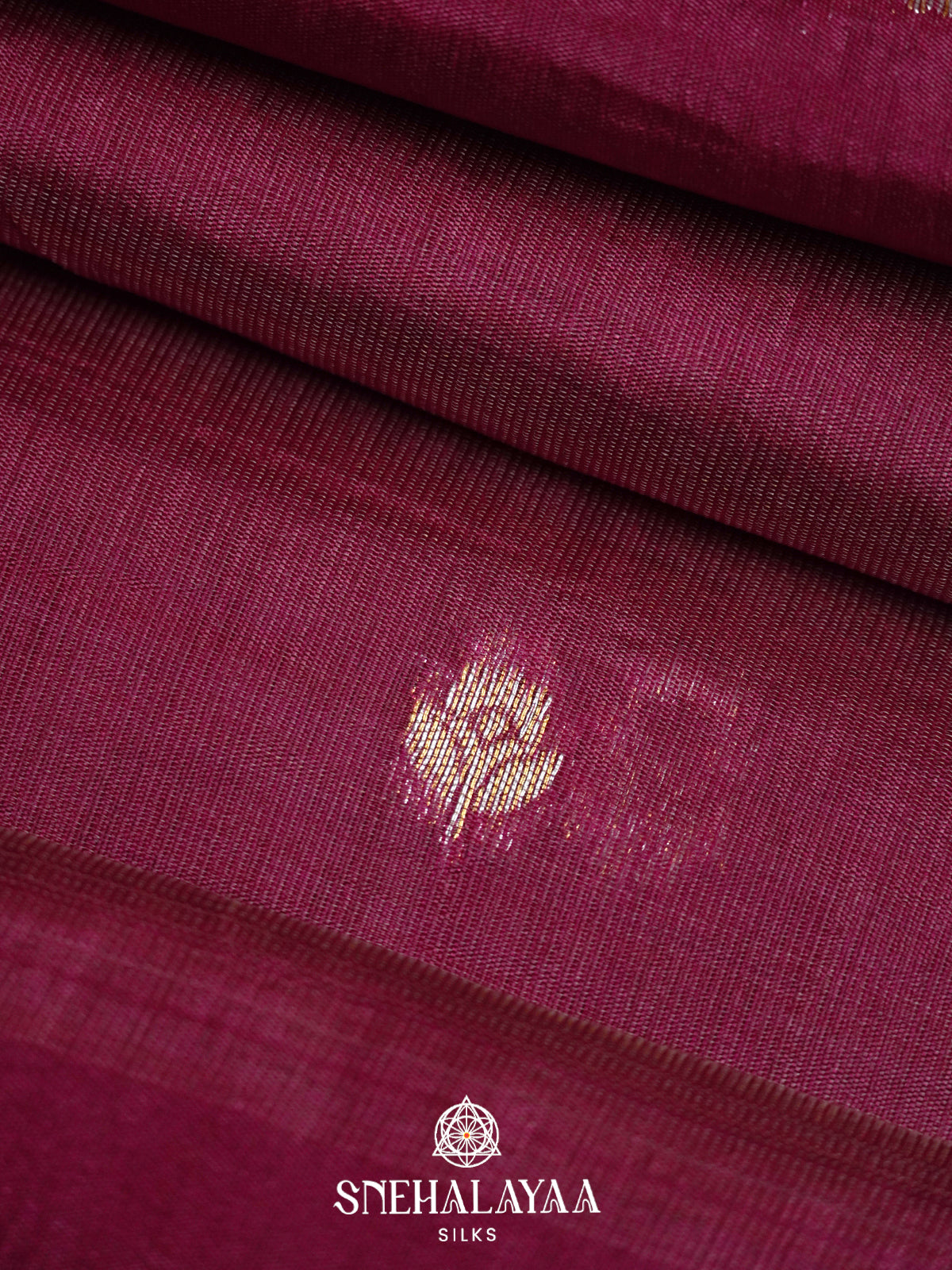 Wine Red Raw Silk Saree