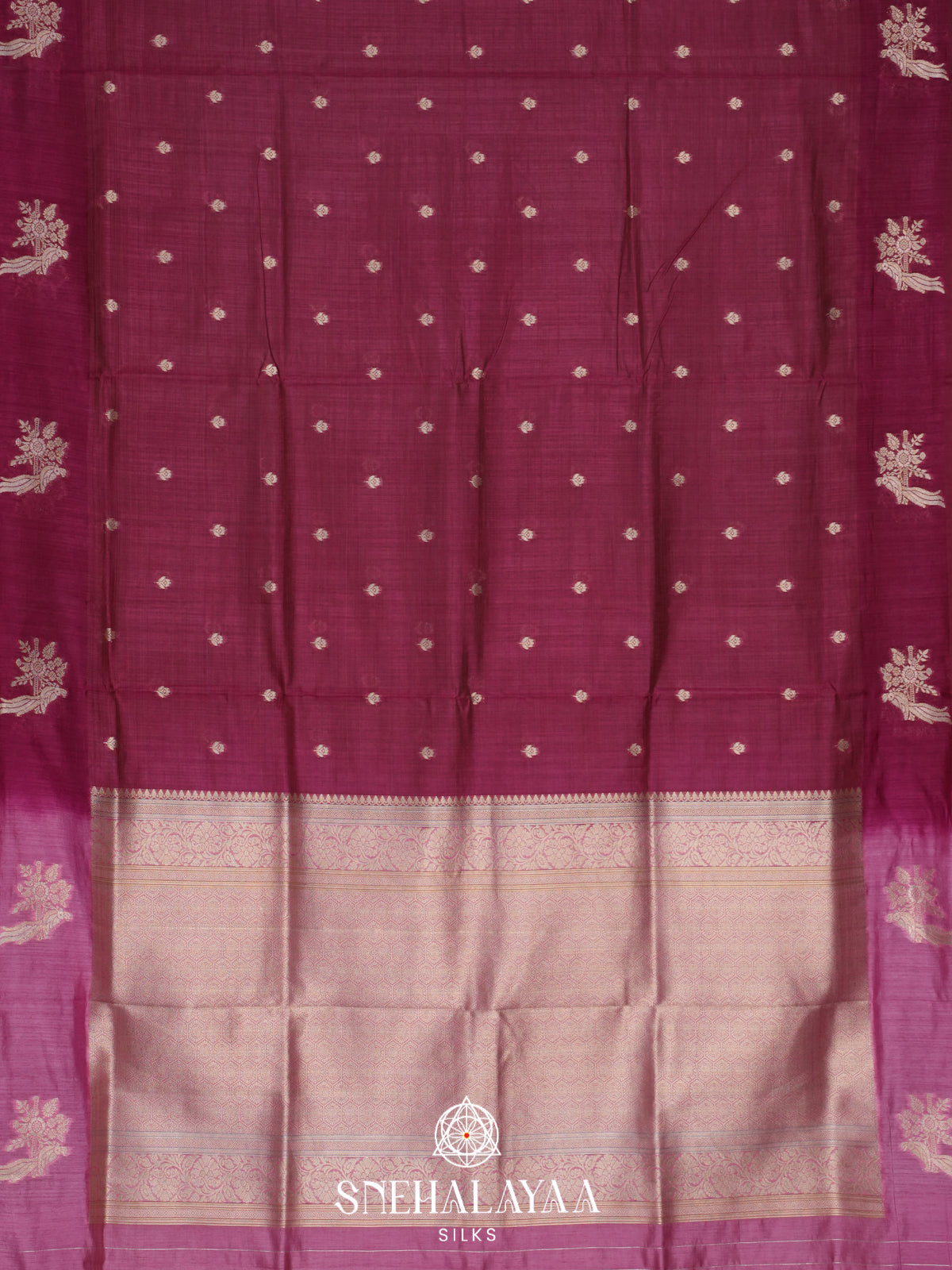 Wine Red Raw Silk Saree