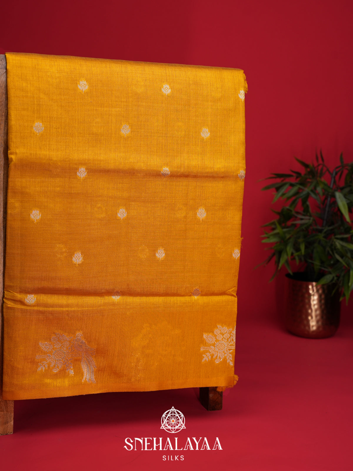 Mango Yellow Raw Silk Saree