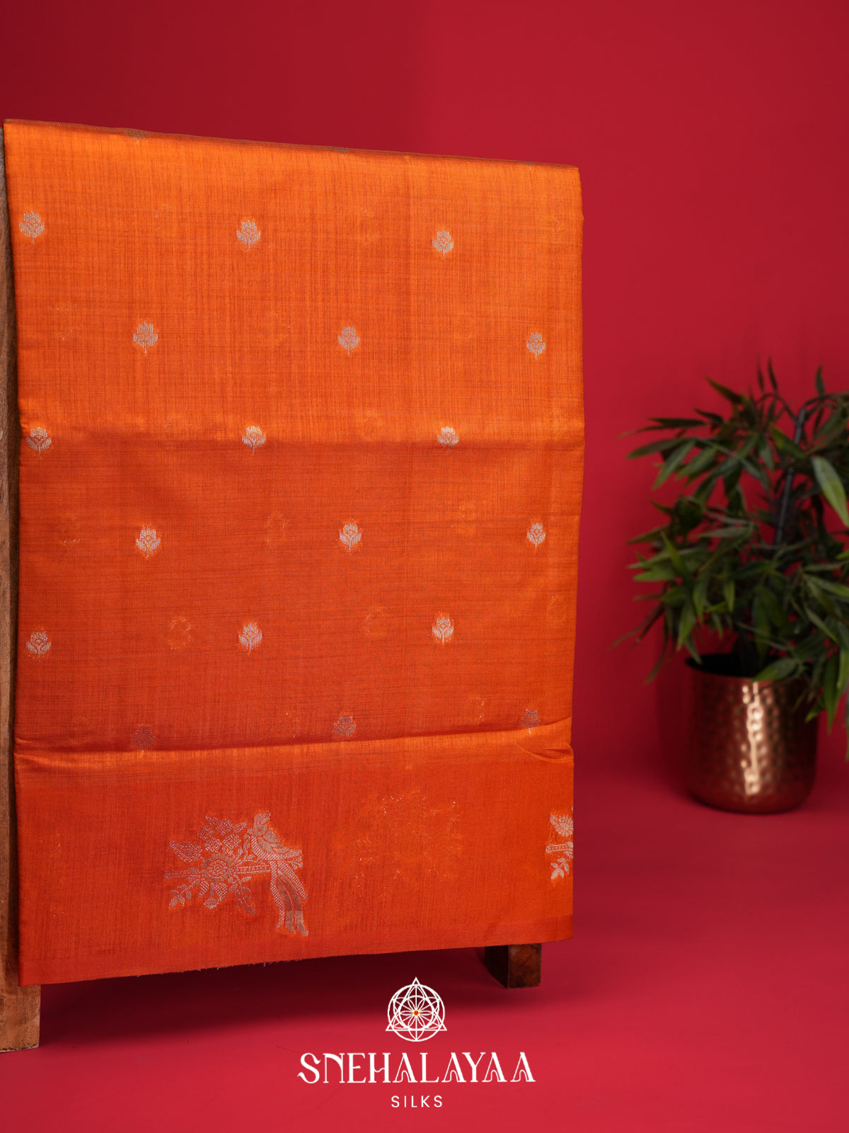 Orange Raw Silk Saree