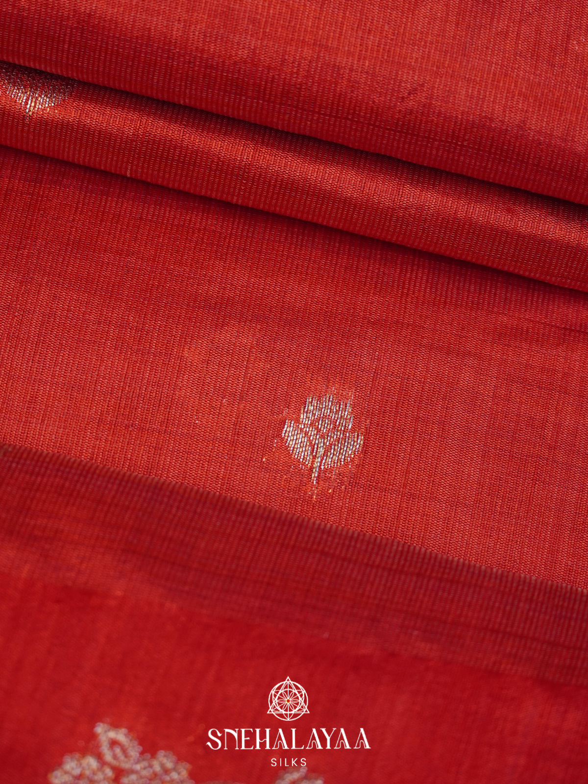 Coral Red Raw Silk Saree