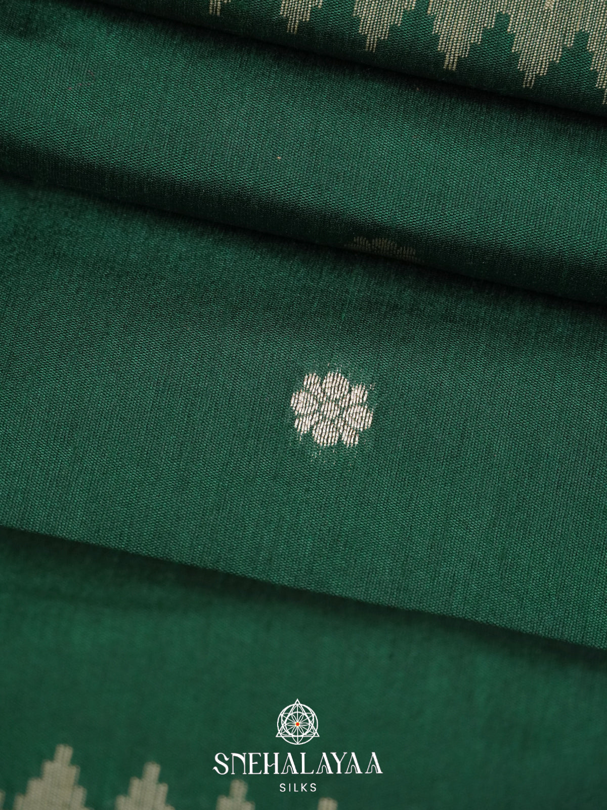 Forest Green Raw Silk Saree