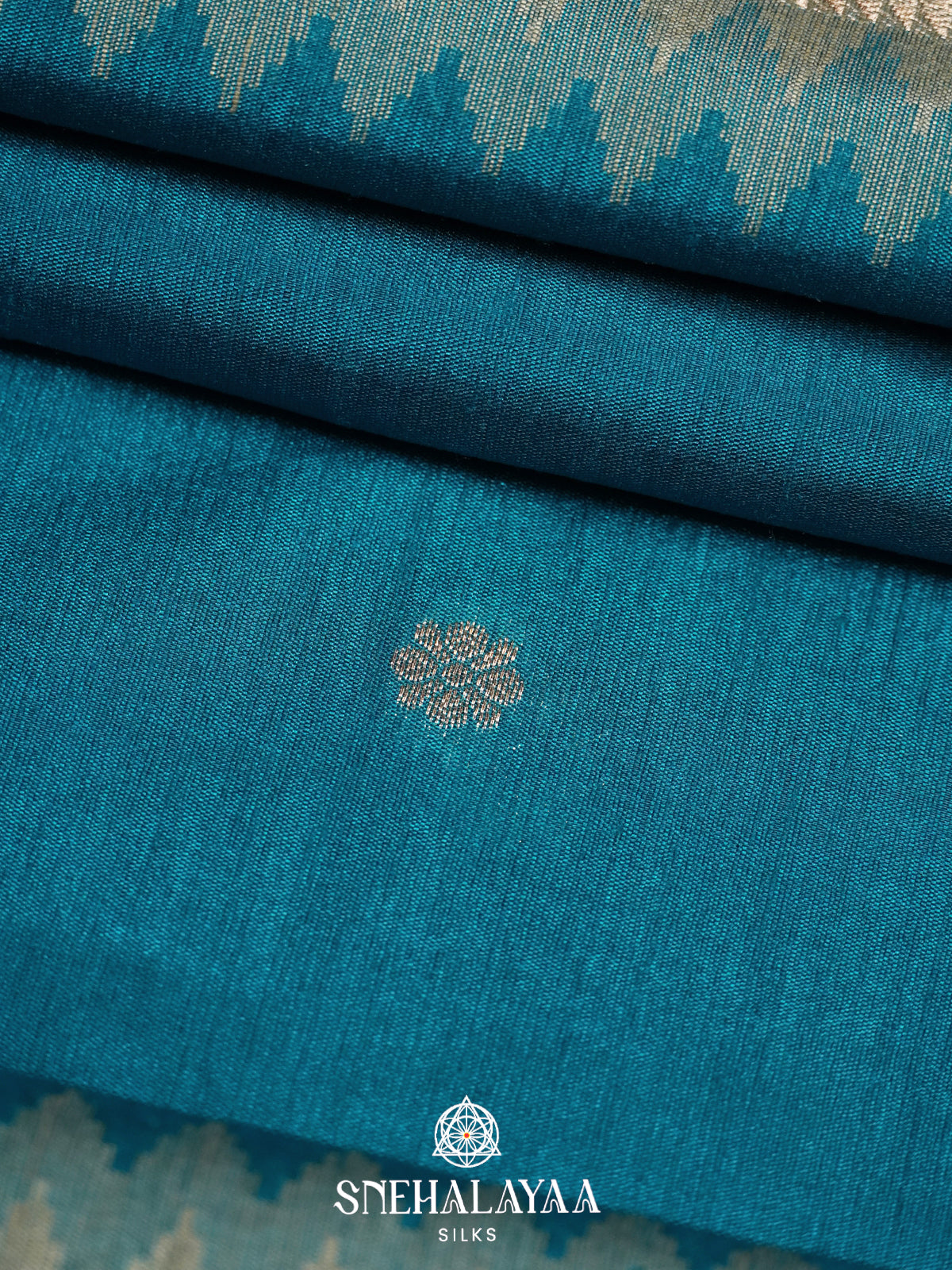 Peacock Blue Raw Silk Saree