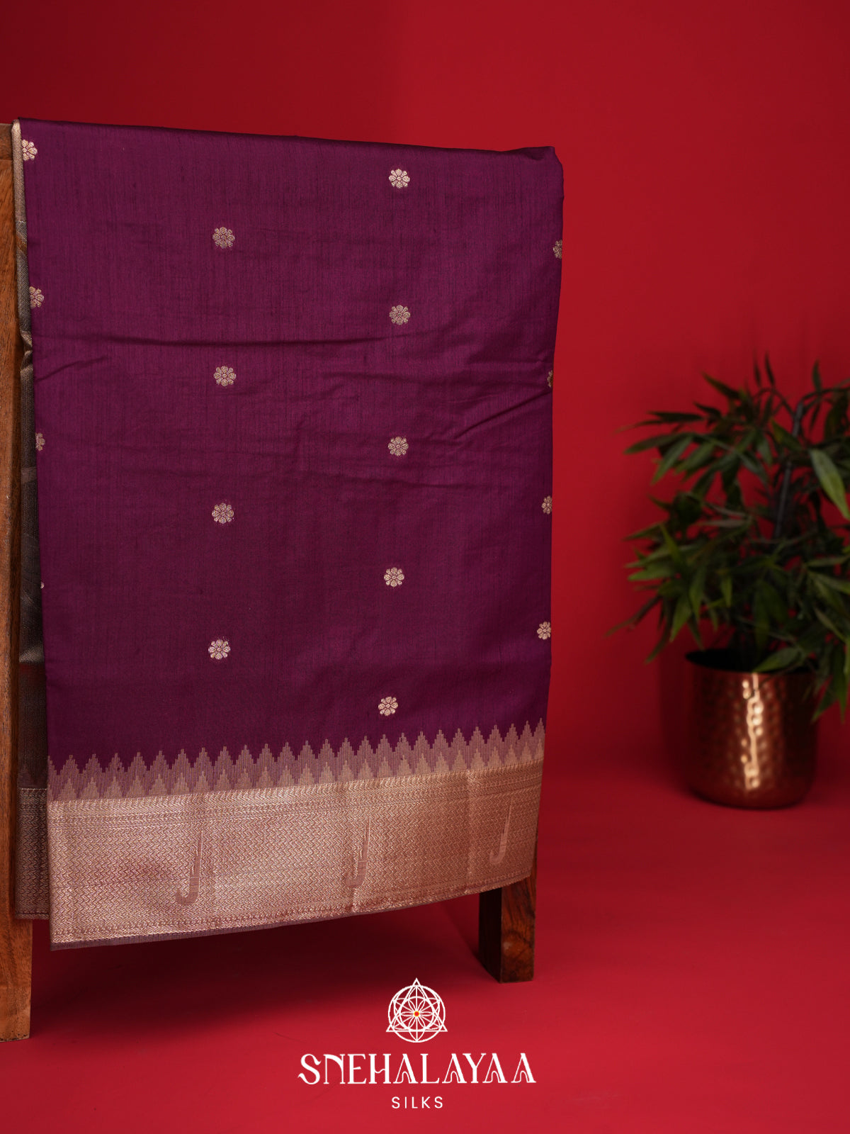 Wine Raw Silk Saree