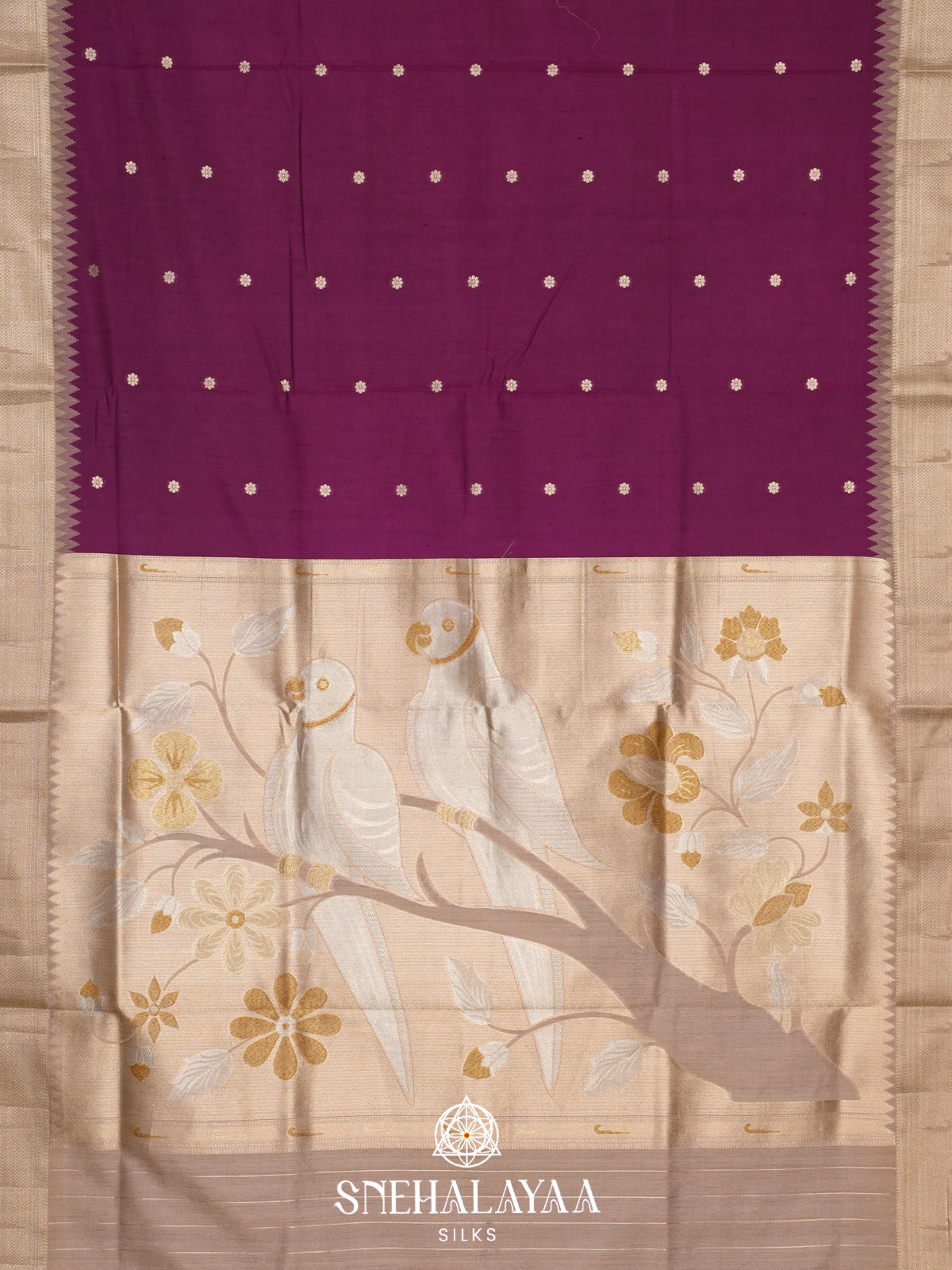 Wine Raw Silk Saree