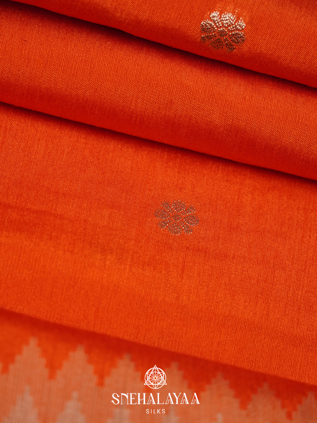 Rust Orange Raw Silk Saree