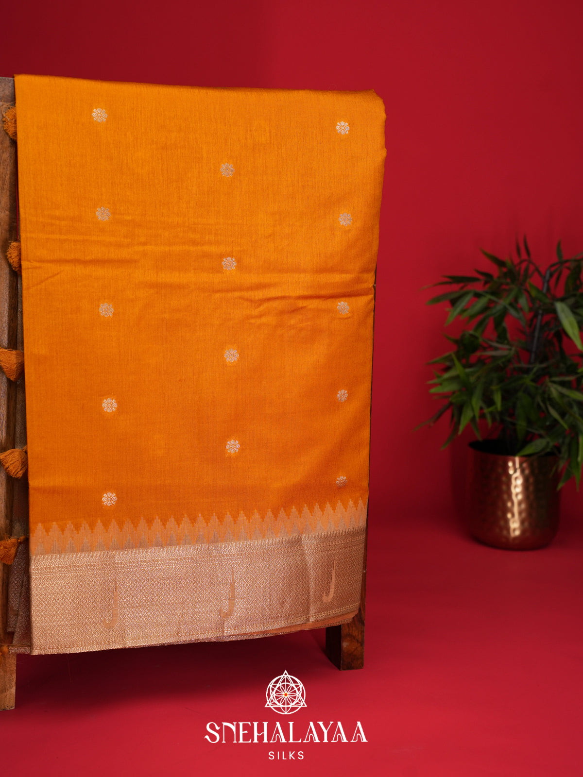 Mango Yellow Raw Silk Saree