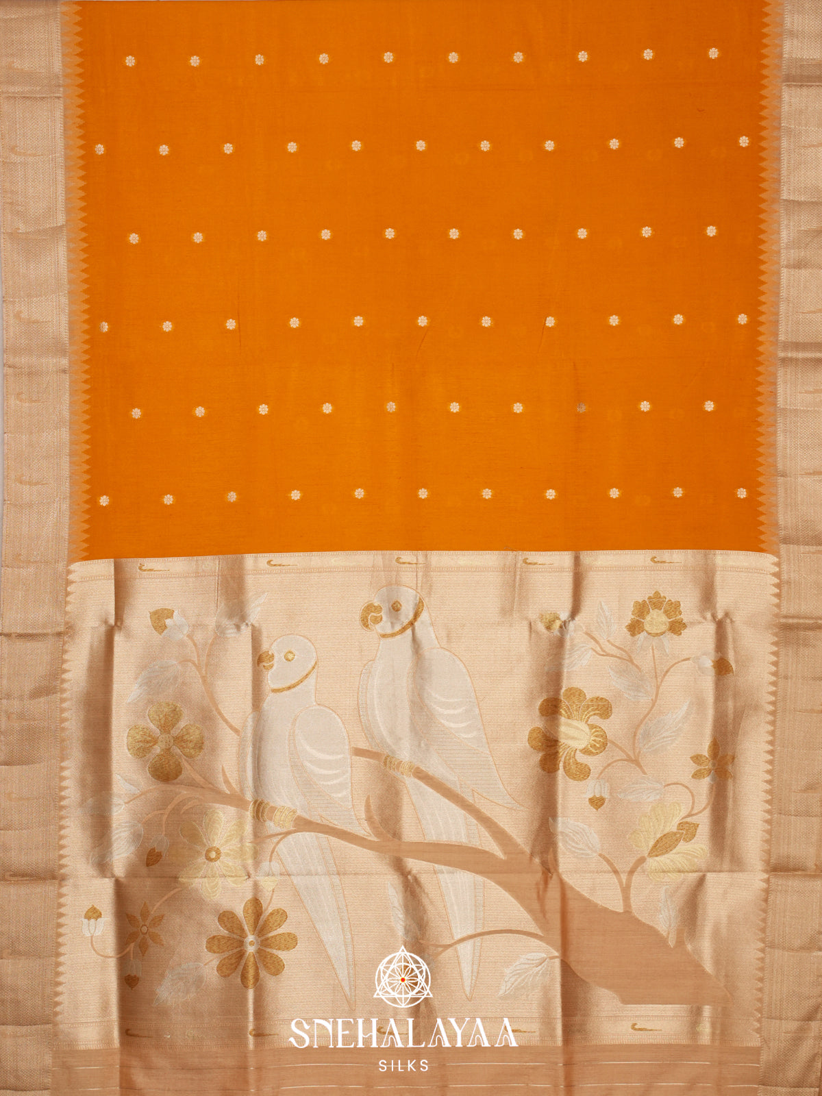 Mango Yellow Raw Silk Saree