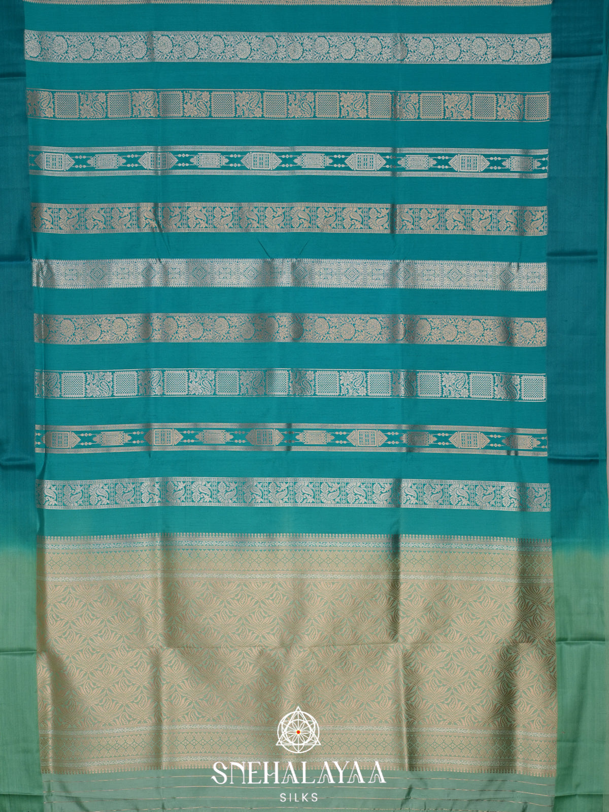 Teal Banaras Silk Saree