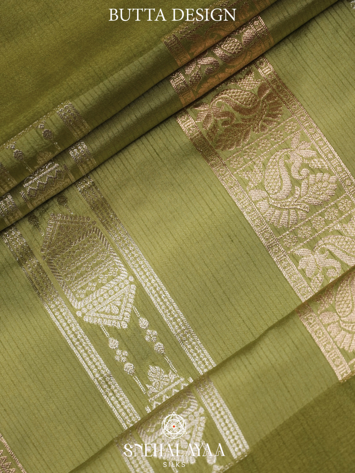Olive Green Banaras Silk Saree