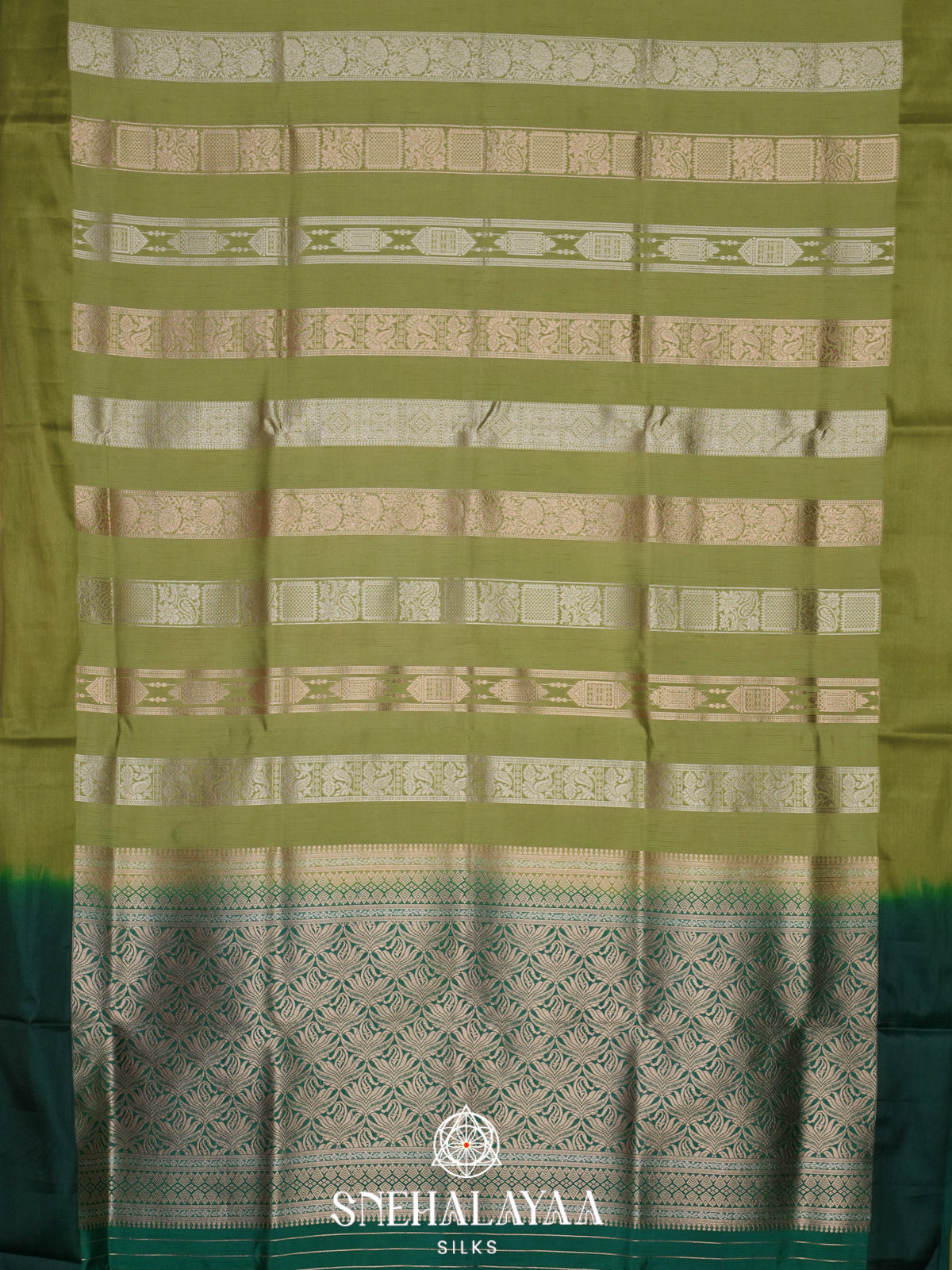 Olive Green Banaras Silk Saree