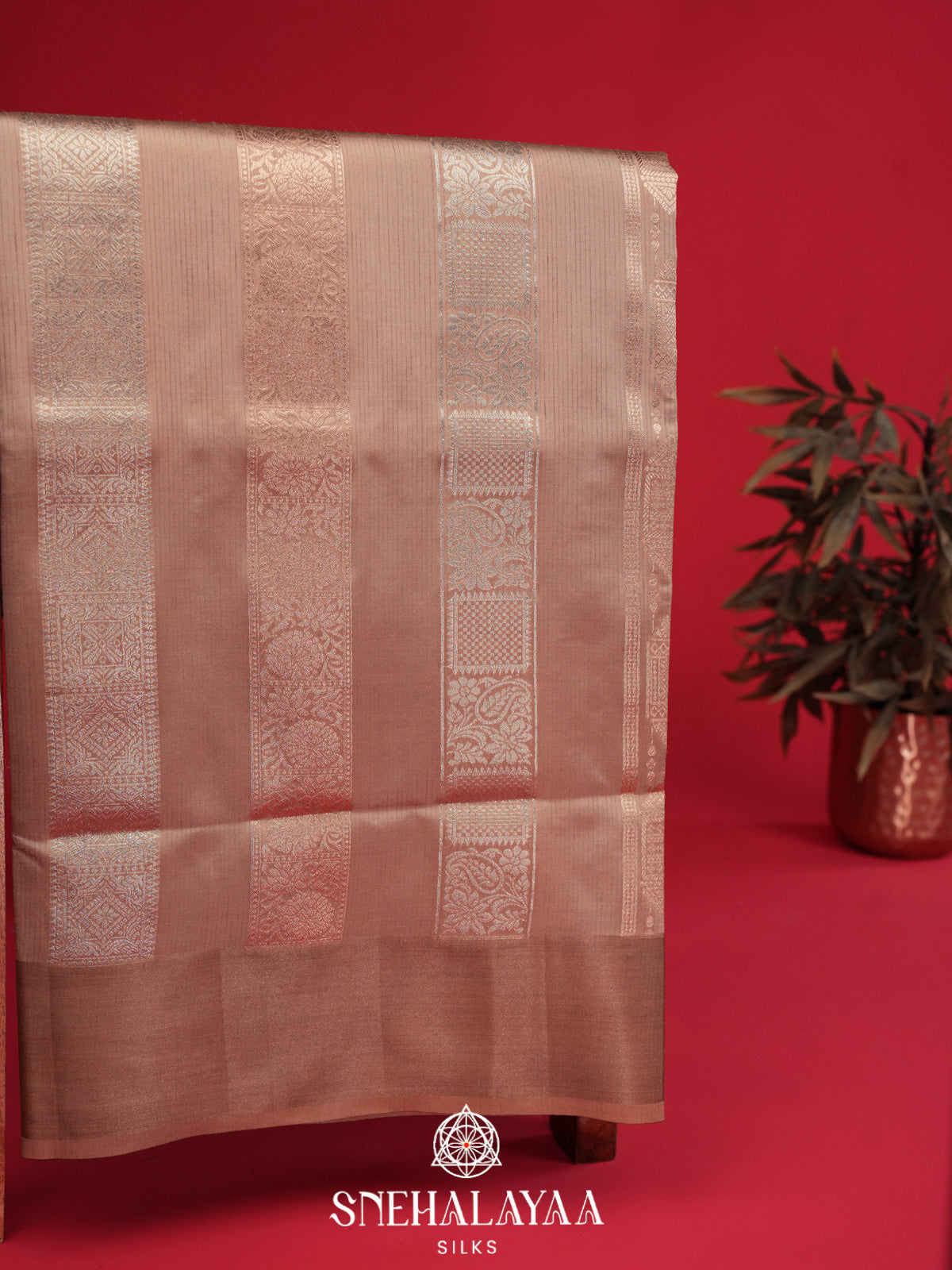 Beige Banaras Silk Saree