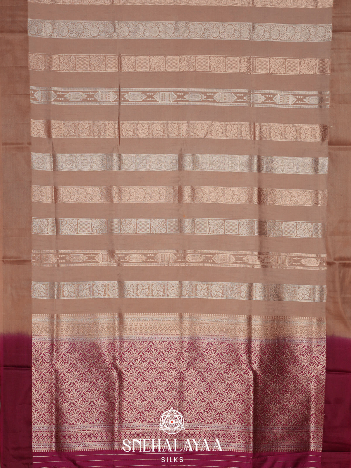 Beige Banaras Silk Saree