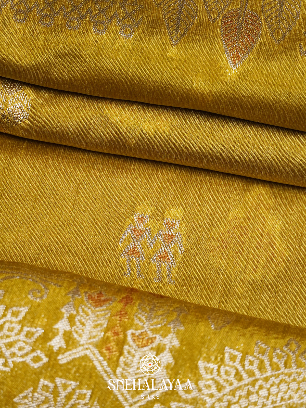 Lemon Yellow Raw Silk Saree