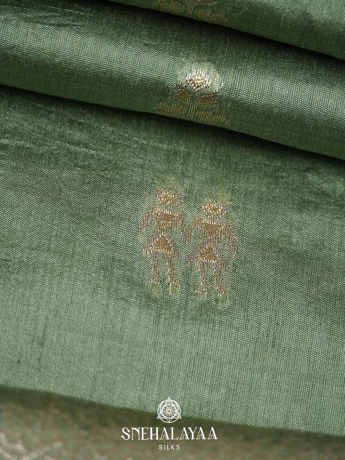 Pale Green Raw Silk Saree