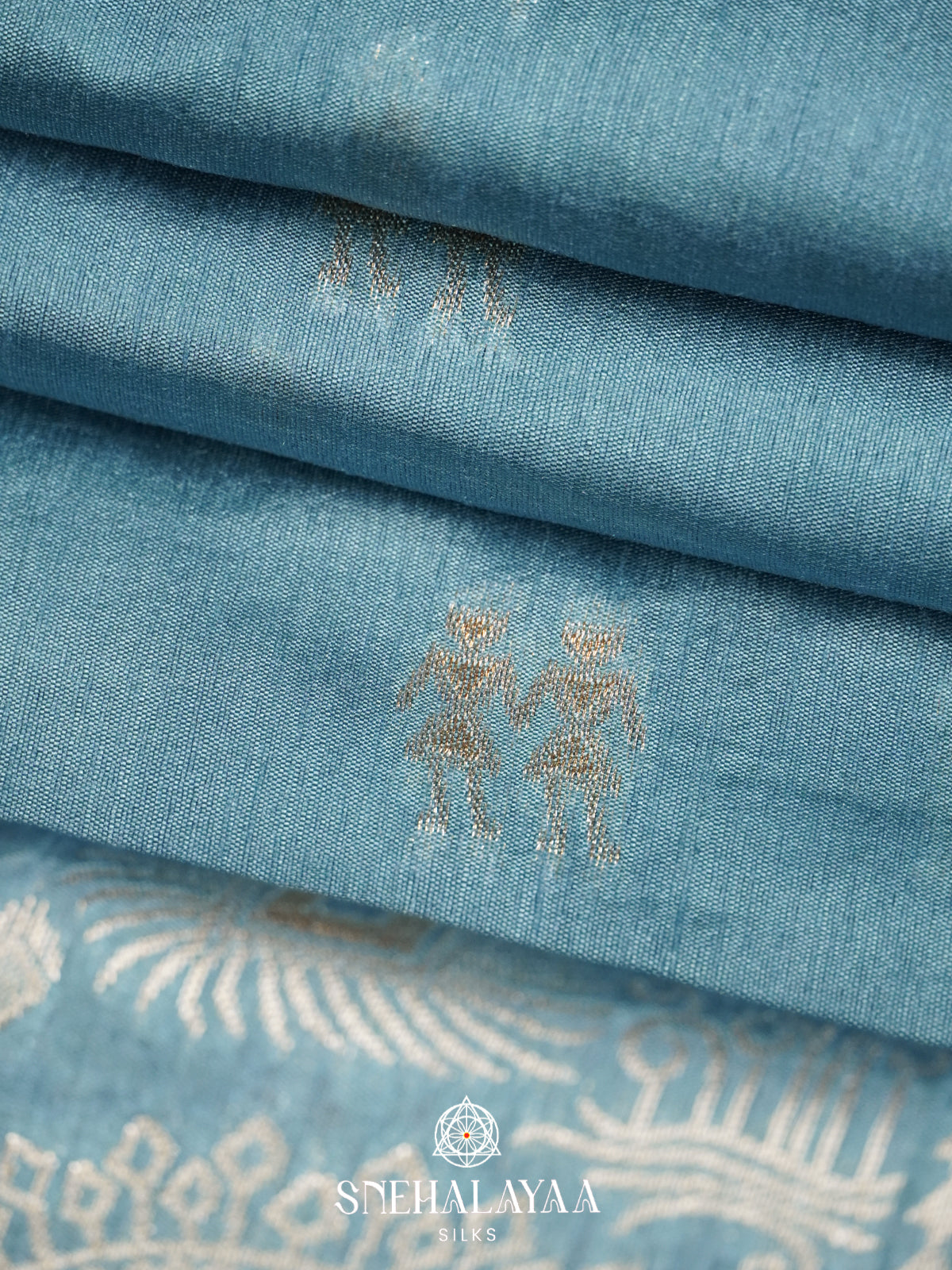 Pale Blue Raw Silk Saree