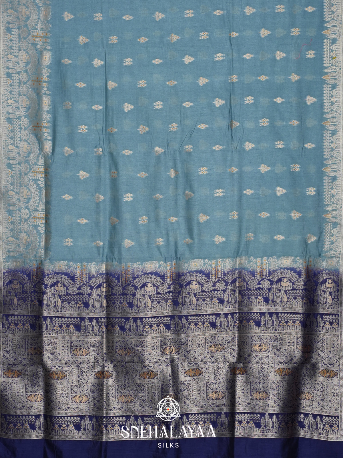 Pale Blue Raw Silk Saree