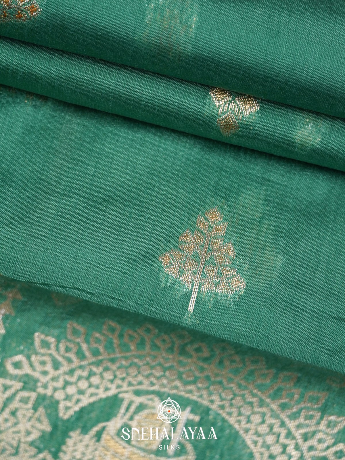 Mint Green Raw Silk Saree