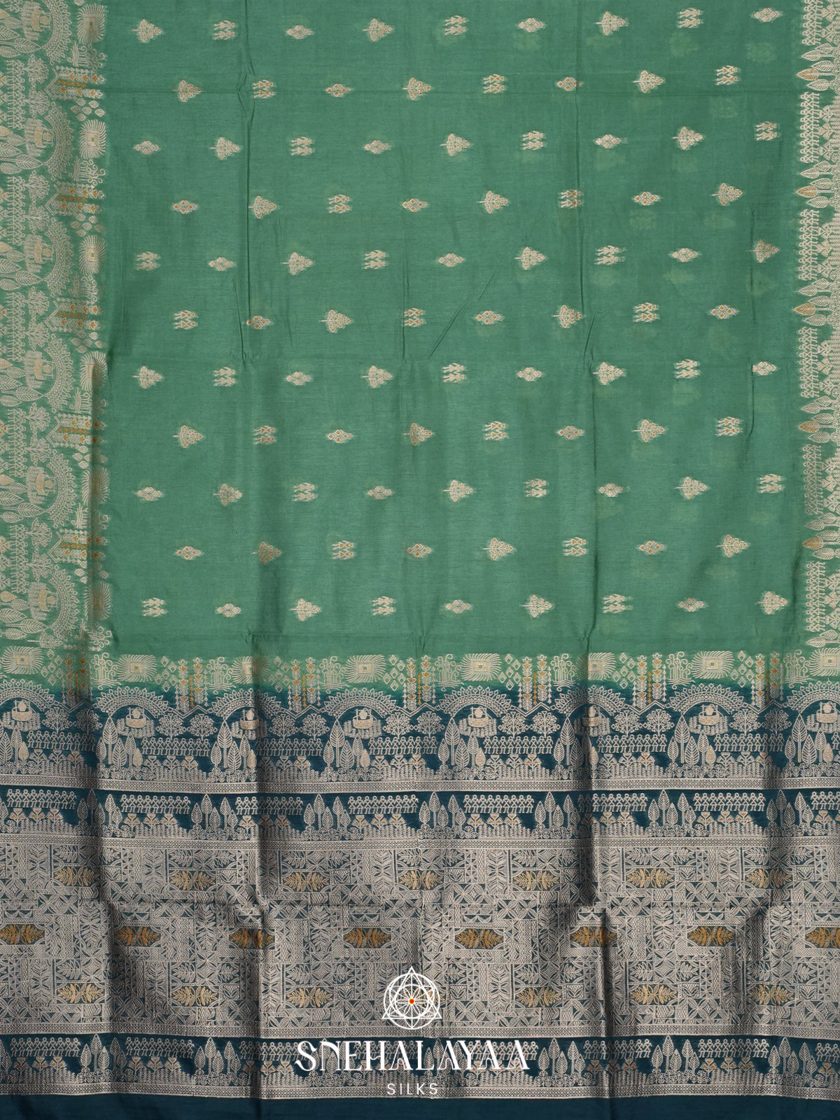 Mint Green Raw Silk Saree