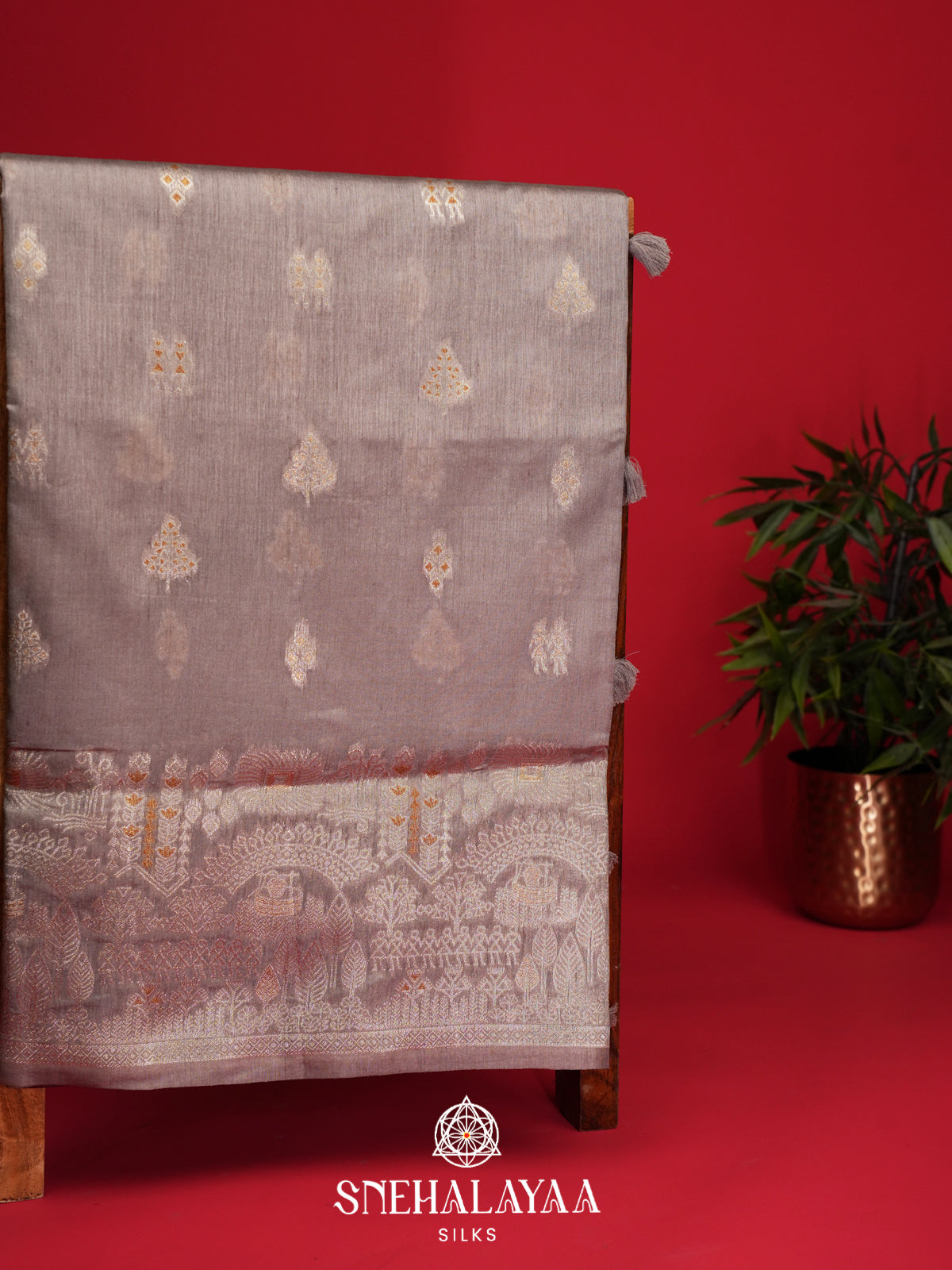 Grey Raw Silk Saree