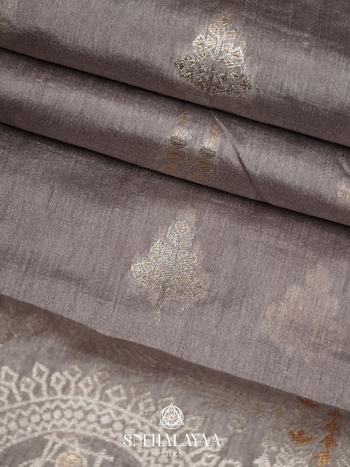 Grey Raw Silk Saree