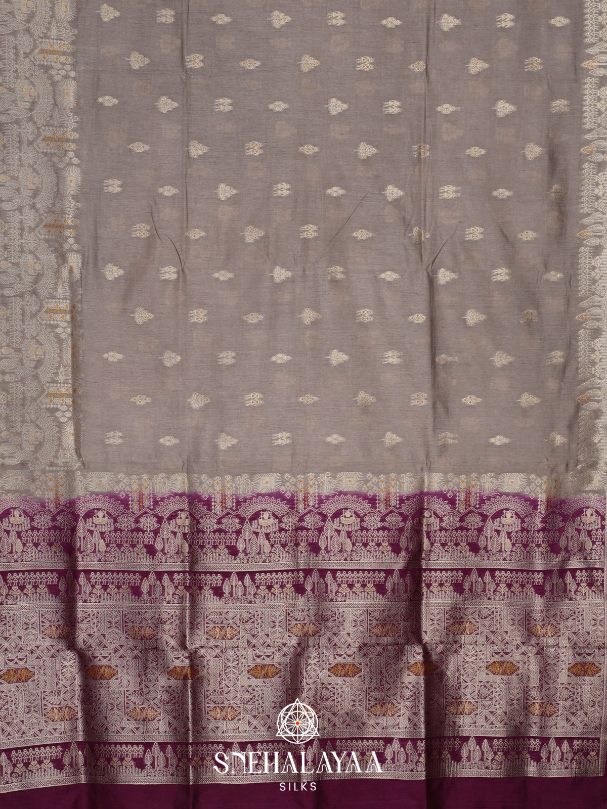 Grey Raw Silk Saree